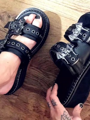 Bat Peep-toe Platform Heels Slippers