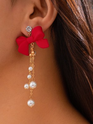 Bow Chain Acrylic Straight Earrings