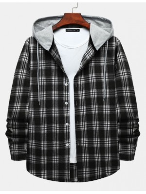 Plaid Hooded Cotton Shirts