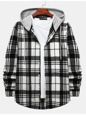 Plaid Hooded Loose Shirts