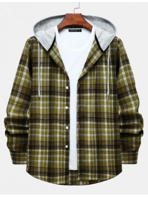 Plaid Hooded Loose Shirts