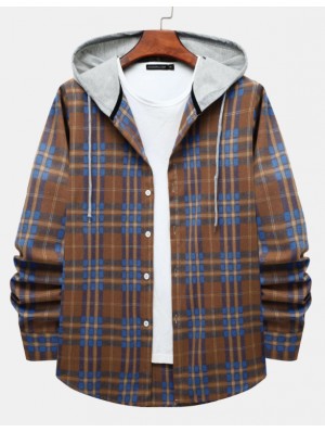 Plaid Hooded Loose Shirts