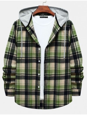 Hooded Long Sleeve Cotton Shirts