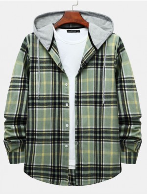 Plaid Hooded Cotton Shirts