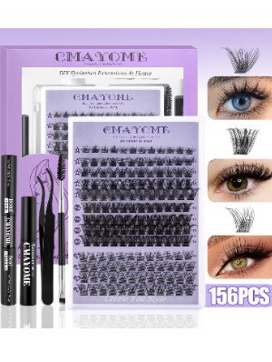 156 Pcs Diy Multi-layered Natural Curl False Eyelashes With Eyelash Glue Kit