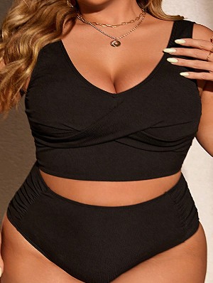 Solid Color Square Neck Fitted Bikinis