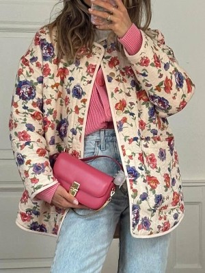 Floral Single Breasted Long Sleeve Coats