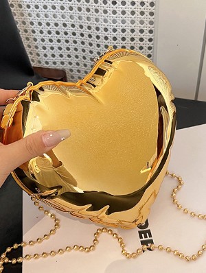 Glossy Heart Chain Shoulder Bags