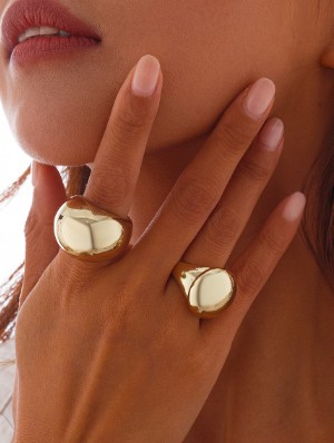 Stylish Geometric Electroplated Rings Set Easy To Mix And Match