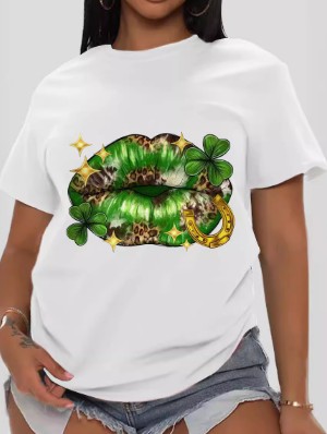 Leopard Lips Printed Loose Pullover T-Shirts