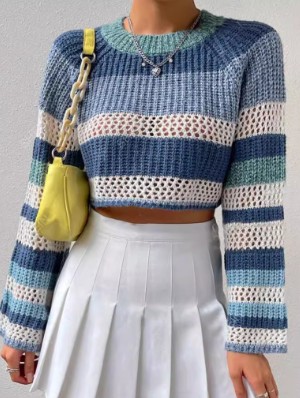 Hollow-out Long Sleeve Pullover 
