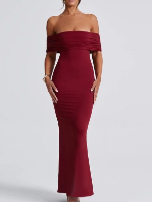 Boat Neck Off Shoulder Milk Fiber Sleeveless Dresses