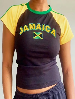 Colorblock Jamaica Print Cropped Jerseys