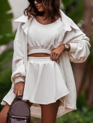 Pure Color Loose Plus Size Pant 3 Piece Sets