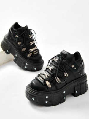 Punk Metal Decor PU Patchwork Platforms
