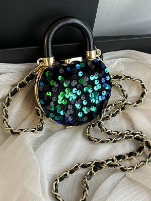 Sequin Chain Heart Satchels