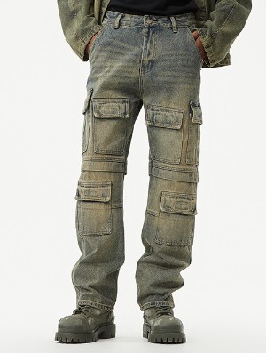 Washed Straight Cargo Men's Jeans