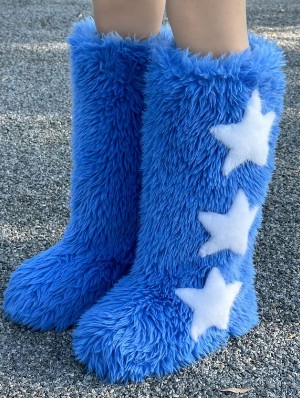 Contrast Color Star Patchwork Fluff Snow Boots