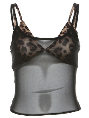 Leopard See Through Bodycon Tanks & Camisoles 2 Piece Set