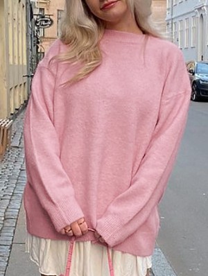 Pure Color Crewneck Long Sleeve Sweater