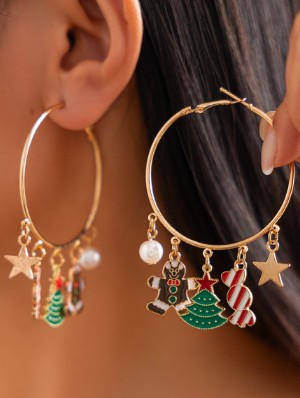 Cartoon Pattern Christmas Earrings