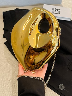 Acrylic Metallic Irregular Hollow-out Satchels