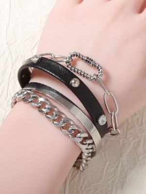 Layered Metal Chain Punk Bracelet