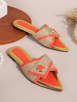 Casual Contrast Color Linen Slippers