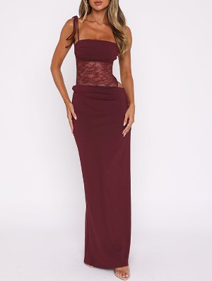Tie-wrap Sleeveless Ruched Maxi Dress