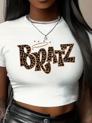 Leopard Letter Printed Baby Tee