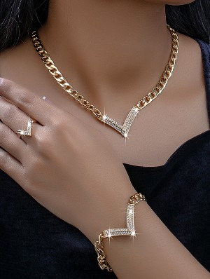 Shiny Rhinestones Chain Accessories Set
