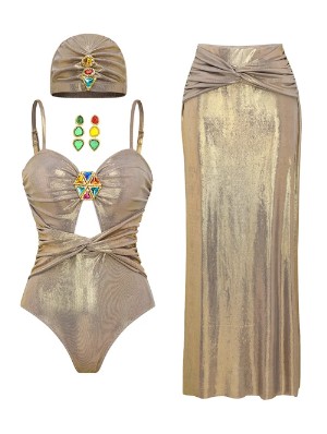 Glossy Knot One-Pieces Skirt 4 Pieces Set
