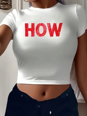 Letter Pattern Short Sleeve Cropped T-shirts