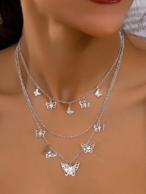 Butterfly Pattern Multi-layered Necklaces