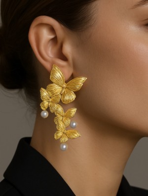 Luxurious Butterfly Pattern Patchwork Earrings