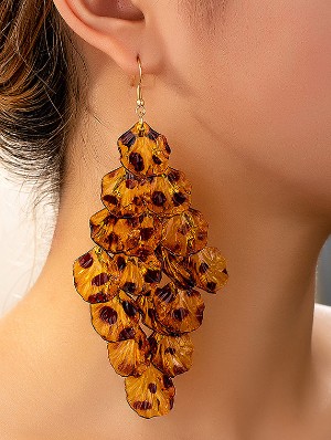 Funky Leopard Printed Multi-layered Fringes Earrings