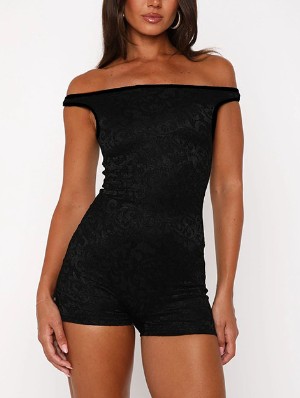 Modernist Embossing Off Shoulder Rompers
