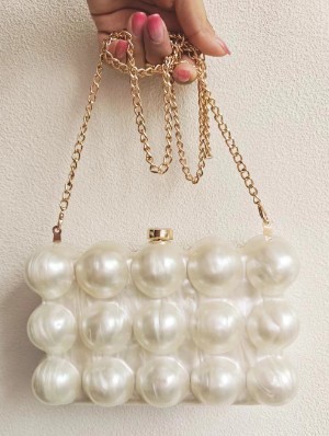 Wave Metal Chain Acrylic Handbags