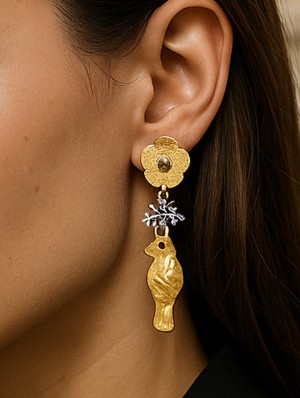 Chic Flower Bird Pattern Earrings