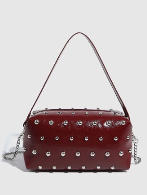 Metal Decor Rivet Chain PU Shoulder Bags