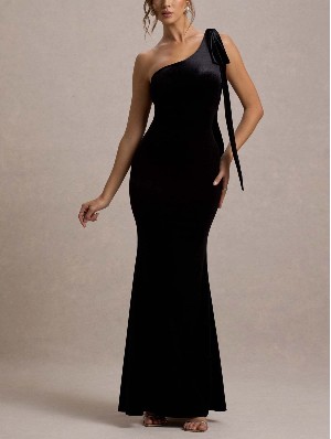 Tie-wrap One Shoulder Fitted Maxi Dress