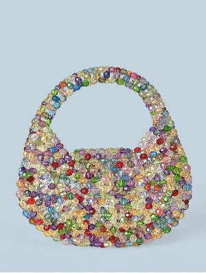 Woven Beading Acrylic Casual Handbags