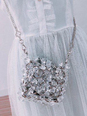 Acrylic Geometric Splints Metal Chain Shoulder Bags