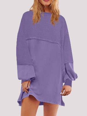 Plain Loose Casual Sweatshirt Mini Dress