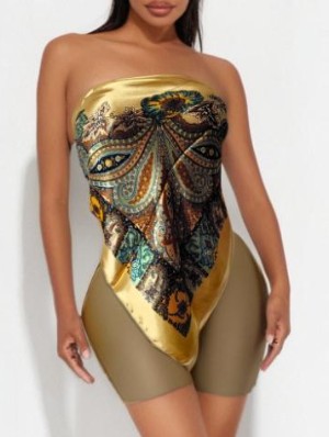 Colorblock Paisley Baby Scarf Tube Short Sets