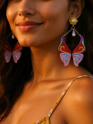 Exquisite Butterfly Pattern Acrylic Earrings