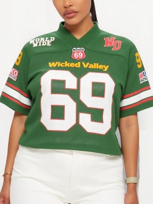 Striped Number Printed Mesh V Neck Jerseys