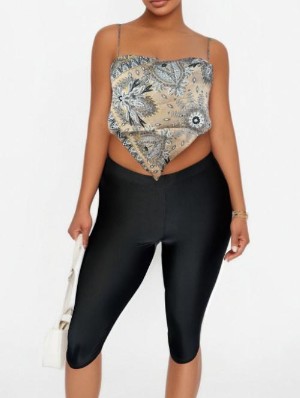 Ethnic Lace-Up Backless Knee Shorts Sets