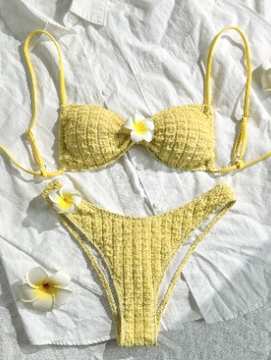 Sweet Flower Decor Sleeveless Bikinis