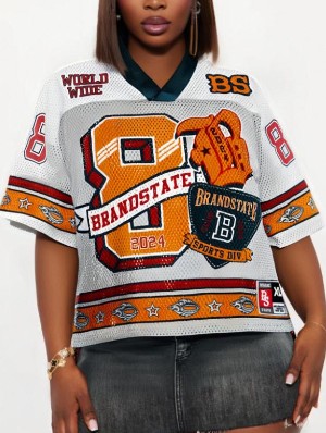 Colorblock Letter Number Printed Jerseys